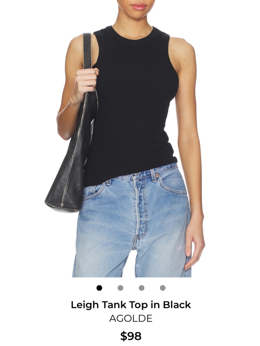 Agolde Leigh Black Ribbed Sleeveless Tank in size XS